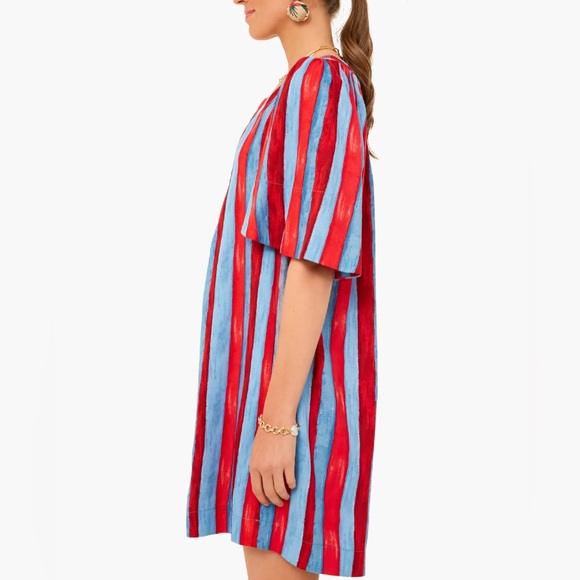 Tuckernuck Pomander Place Painterly Stripe Finley Flutter Sleeve Dress - Picture 3 of 14